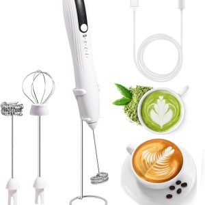 <p><strong>Premium Rechargeable Handheld Milk Frother with Stand – Create Perfect Coffee Foam for Cappuccinos, Lattes, and More! Detachable Stainless Steel Whisk for Versatile Mixing (White)</strong></p>