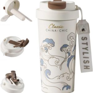 Sure! Here's a more engaging and SEO-friendly product title:

"19oz Insulated Ceramic Travel Mug with Lid & Straw – Leak-Proof, Non-Coated Pure Ceramic Tumbler for Office & Camping – Stylish, Modern Design"