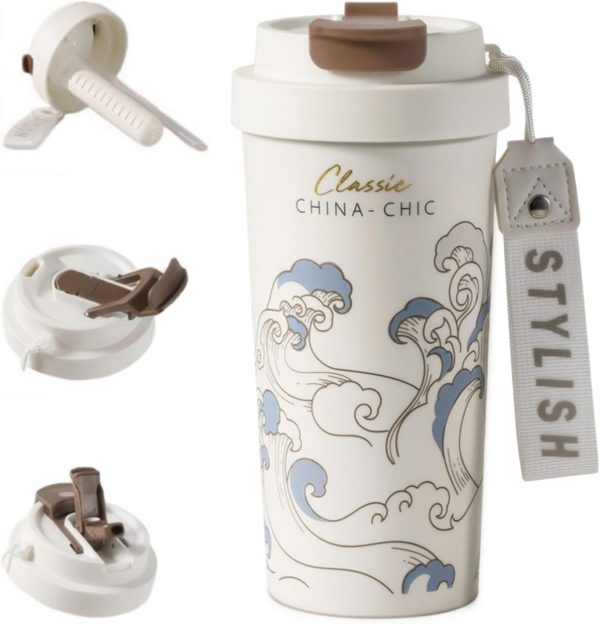 Sure! Here's a more engaging and SEO-friendly product title:

"19oz Insulated Ceramic Travel Mug with Lid & Straw – Leak-Proof, Non-Coated Pure Ceramic Tumbler for Office & Camping – Stylish, Modern Design"