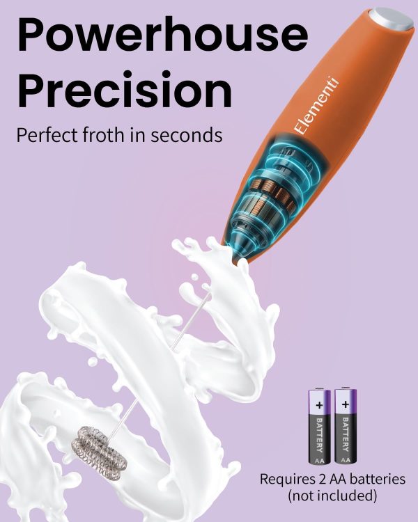 <p><strong>Elementi Electric Milk Frother Wand – Effortless Handheld Stirrer for Creamy Coffee, Smoothies & Protein Shakes – Durable & Powerful Mini Whisk in Vibrant Orange</strong></p> - Image 3