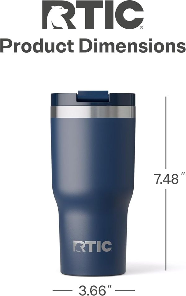 RTIC 20oz Insulated Stainless Steel Tumbler - Dual-Wall Vacuum Design | Perfect for Iced Coffee, Tea, and Hot Drinks | Navy Travel Mug with Lid - Image 5