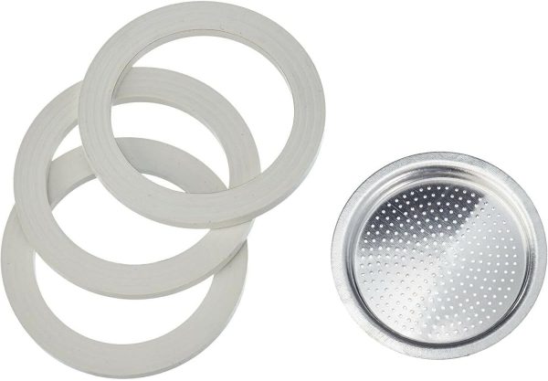 Revitalize Your Bialetti Coffee Experience: Essential Spare Parts Set with 3 Gaskets & 1 Plate for Moka Express, Fiammetta, Break, Happy, Dama, Moka Timer, and Rainbow (6 Cups) Compatibility! - Image 4