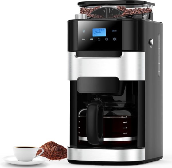<p><strong>Joy Pebble 10-Cup Drip Coffee Maker: Programmable Touch-Screen Machine with Built-in Grinder, 8 Grind Settings, Reusable Filter, and Keep Warm Plate – Enjoy Fresh Brew with 50.7oz Capacity!</strong></p>
