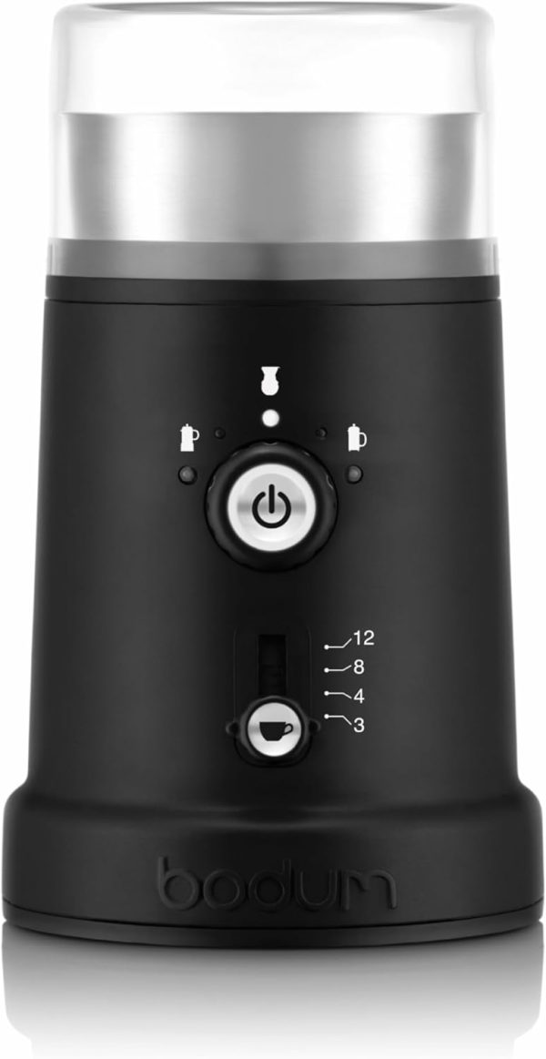 Elevate Your Brew: Bodum Bistro Adjustable Electric Coffee Blade Grinder with 5 Grind Settings – 3 Ounces, Sleek Black Design