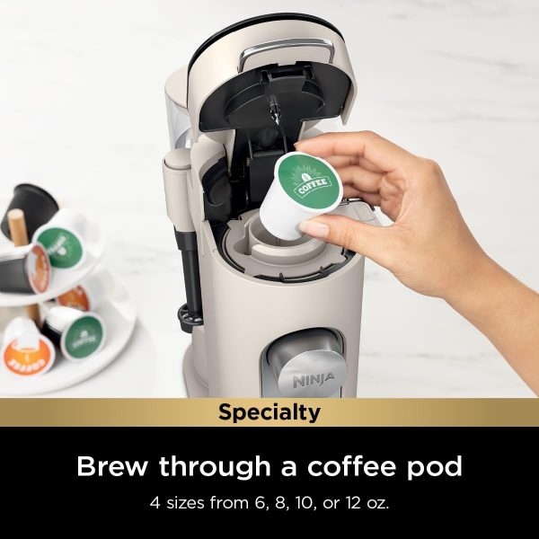 Revitalize Your Brew: Ninja Pod & Grounds XL Coffee Maker – K-Cup Compatible, Compact, Built-In Milk Frother, 68-oz Reservoir, Perfect for 6-oz Cups to 24-oz Mugs (Stone, PB055AST) - Image 2
