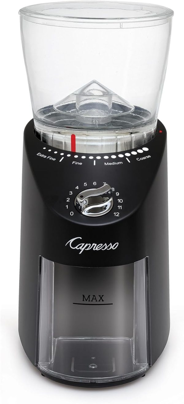 Capresso Infinity Plus Conical Burr Coffee Grinder - Sleek Black Design for Perfectly Ground Coffee Every Time! - Image 6