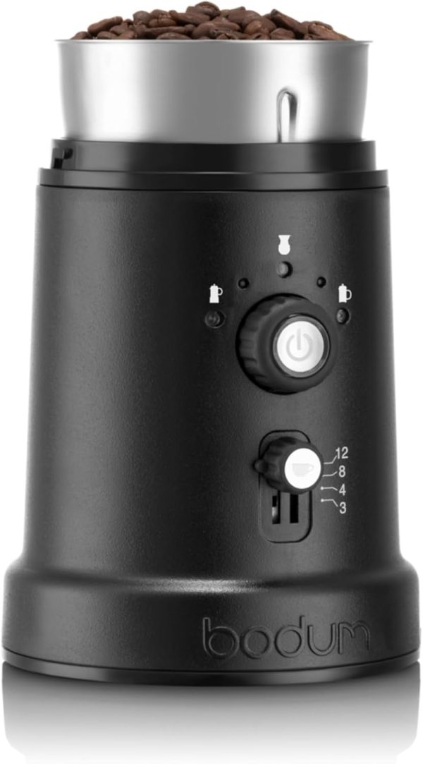 Elevate Your Brew: Bodum Bistro Adjustable Electric Coffee Blade Grinder with 5 Grind Settings – 3 Ounces, Sleek Black Design - Image 2