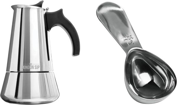 London Sip Premium Stainless Steel Moka Pot Espresso Maker & Coffee Spoon Set – Brew Perfect Espresso at Home!