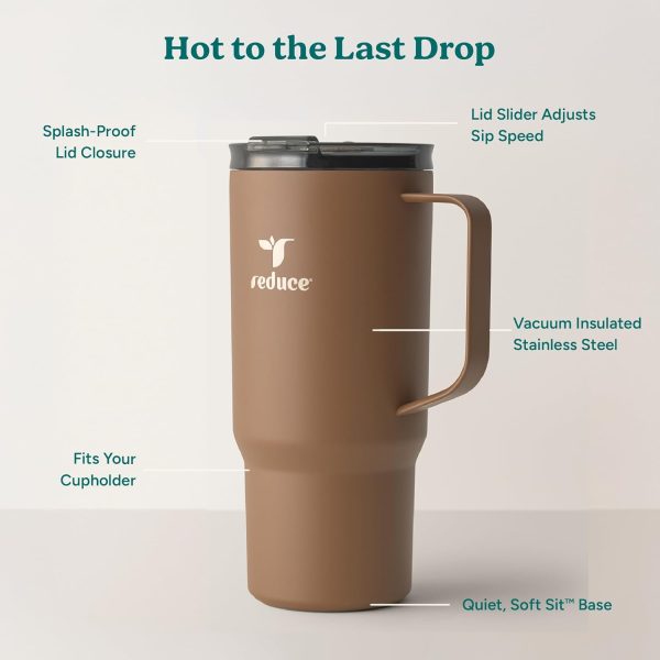 Stay Refreshed with the REDUCE 24 oz Hot1 Vacuum Insulated Mug – Perfect for Tea, Coffee & More! Featuring Flo-Motion Lid & Handle, Fits in Cupholders, & Keeps Beverages Hot for Up to 8 Hours! - Image 4