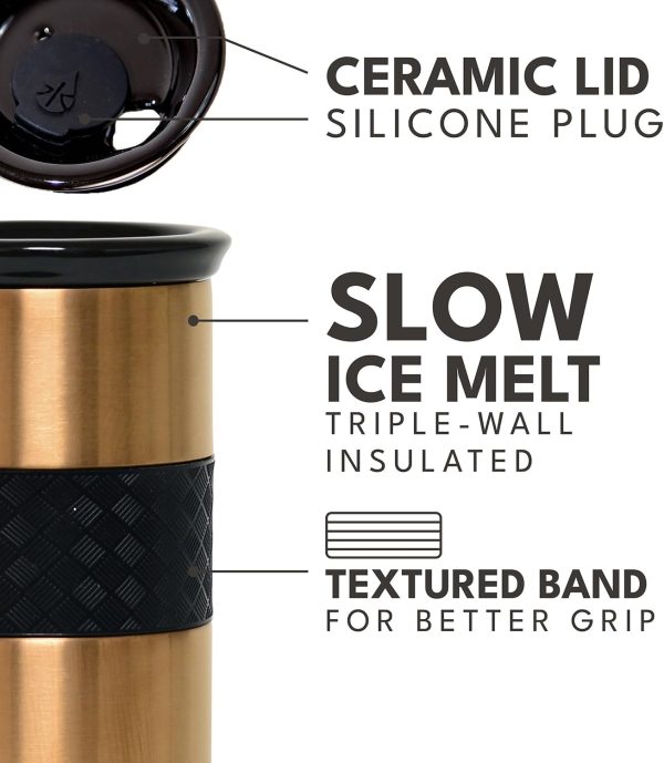 Transform Your Coffee Experience: Elemental Artisan Triple-Wall Insulated Tumbler - 16oz Reusable Stainless Steel Mug with Ceramic Lid for 6 Hours Hot & 18 Hours Cold - Stunning Copper Design - Image 5