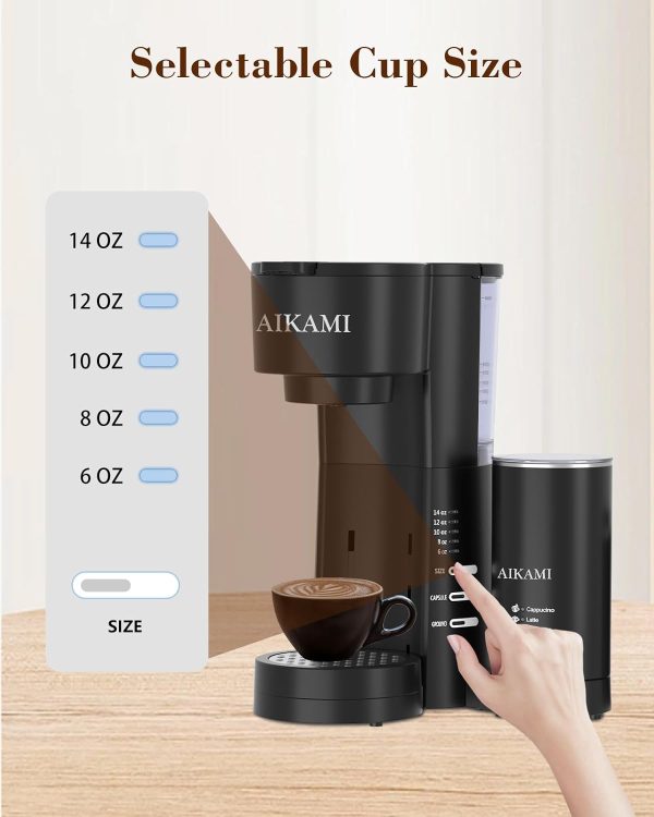 All-in-One Single Serve Coffee Maker: Brew K-Cups & Ground Coffee with Milk Frother & Grinder | 30 oz Removable Water Reservoir | Flexible 6-14 oz Brew Sizes | Perfect Home Coffee Machine - Image 8