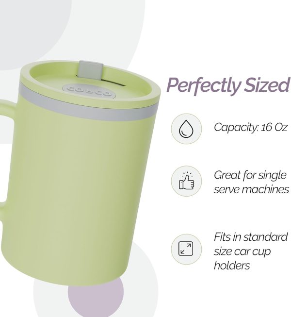Copco Double-Wall Insulated Coffee Mug Set - 16oz BPA-Free Travel Tumblers with Lid & Handle - Perfect for Office, School, Camping - Stylish Purple & Yellow Bundle (2-Pack) - Image 7