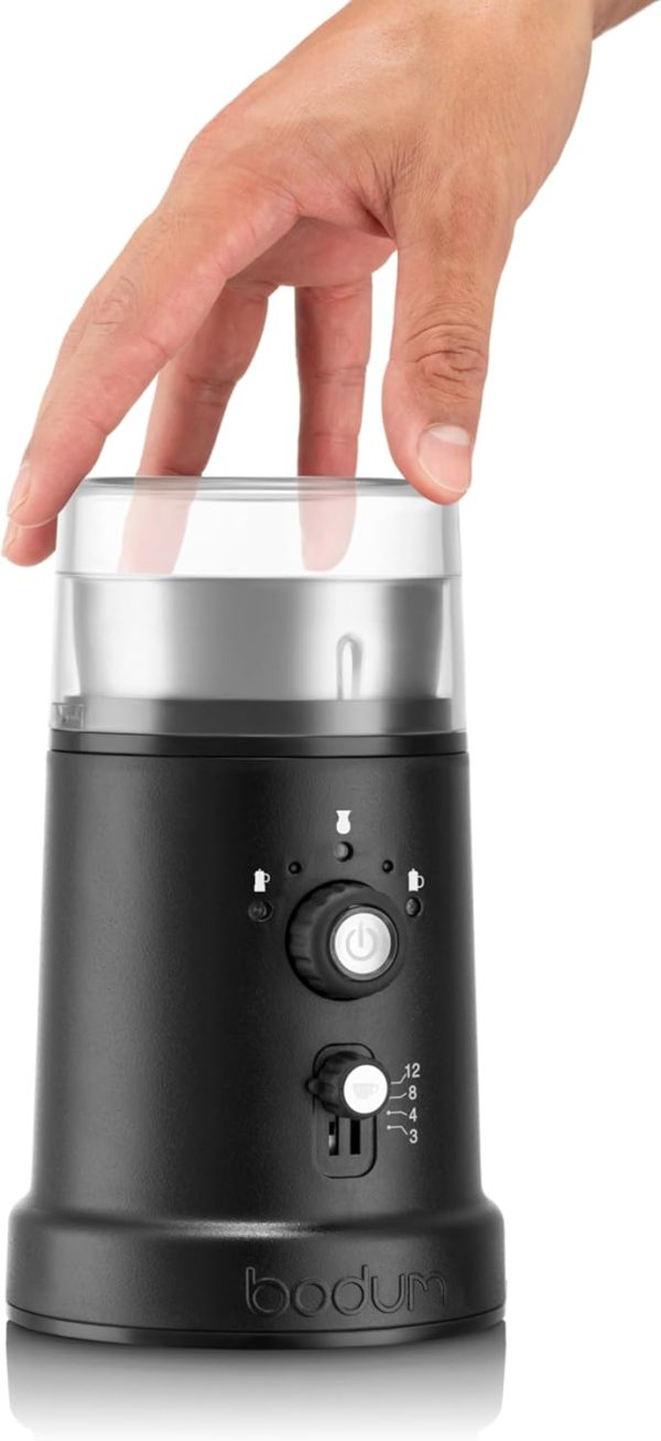 Elevate Your Brew: Bodum Bistro Adjustable Electric Coffee Blade Grinder with 5 Grind Settings – 3 Ounces, Sleek Black Design - Image 3