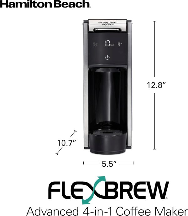 Hamilton Beach FlexBrew 4-in-1 Coffee Maker: Brew Hot & Iced Coffee with Ease – 45 oz Removable Water Reservoir, Pod & Ground Compatible, Fast Brewing & LED Touchscreen – Black (Model 49925) - Image 8