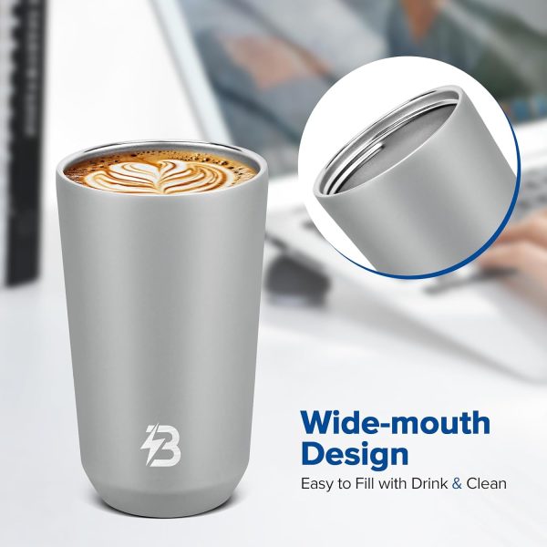 Adventure-Ready 15 oz Stainless Steel Coffee Travel Mug | Spill & Leak Proof Insulated Tumbler for Hot & Cold Drinks (Gray) - Image 5
