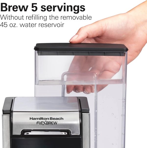 Hamilton Beach FlexBrew 4-in-1 Coffee Maker: Brew Hot & Iced Coffee with Ease – 45 oz Removable Water Reservoir, Pod & Ground Compatible, Fast Brewing & LED Touchscreen – Black (Model 49925) - Image 4