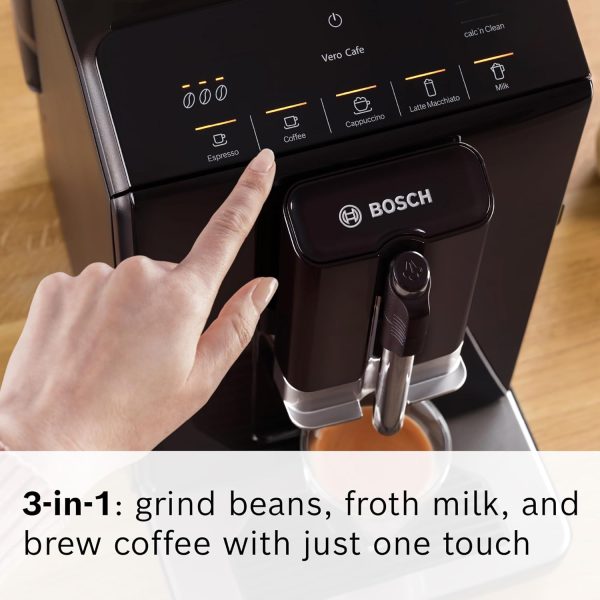 Experience Coffee Bliss with the Bosch 300 Series Fully Automatic Espresso Machine – OneTouch Milk Drinks, In-Cup Frother, 5 Custom Drink Options, Ceramic Grinder, Easy Clean & Descale, Elegant Black Finish (Model TIU20109) - Image 6