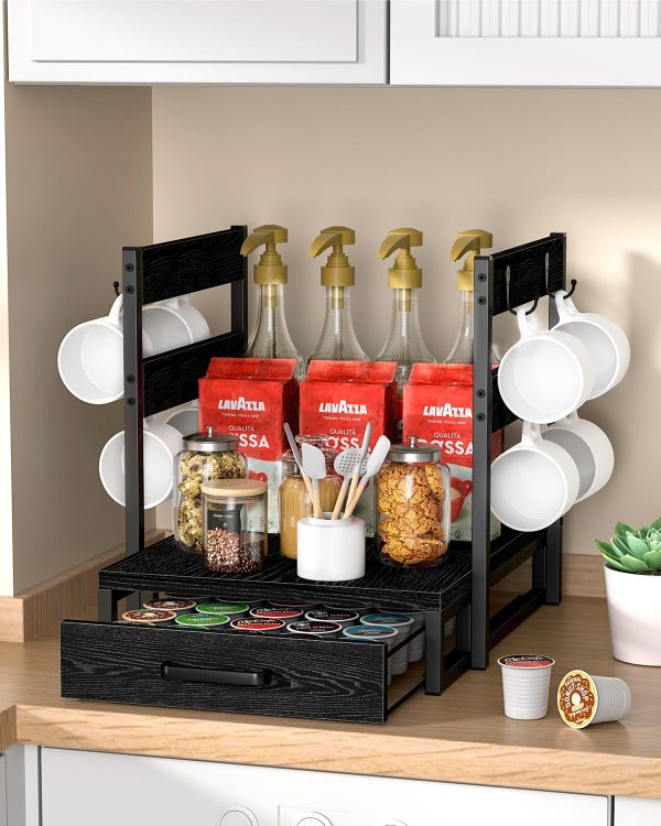 Stylish Coffee Pod Drawer for K-Cups | Holds 35 Pods | Sleek Organizer & Coffee Maker Stand with Storage Drawer | Durable Black Design - Image 2