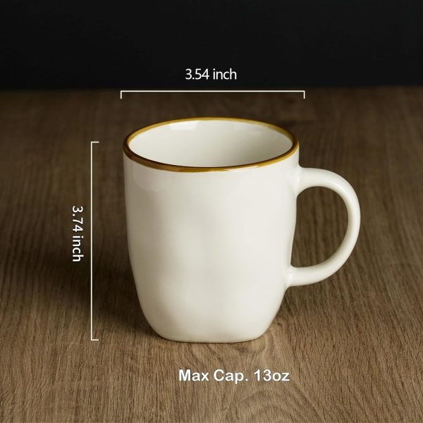Enhance Your Beverage Experience with Famiware's Set of 4 Ocean Square 13oz Stoneware Coffee Mugs – Stylish Vanilla White Cups Perfect for Cocoa, Milk, Hot Chocolate, Tea, and More | Microwave & Dishwasher Safe - Image 2