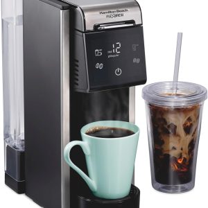 Hamilton Beach FlexBrew 4-in-1 Coffee Maker: Brew Hot & Iced Coffee with Ease – 45 oz Removable Water Reservoir, Pod & Ground Compatible, Fast Brewing & LED Touchscreen – Black (Model 49925)