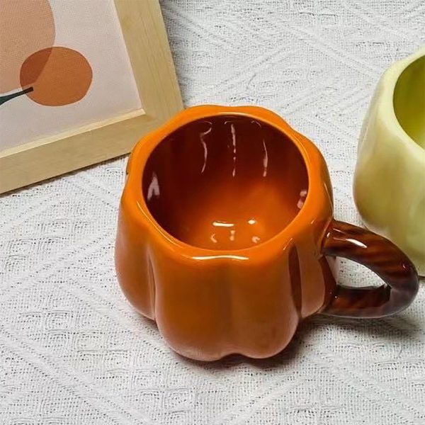 Set of 2 Ceramic Pumpkin Mugs – 13 Oz Coffee & Tea Cups for Festive Holiday Decor - Image 3