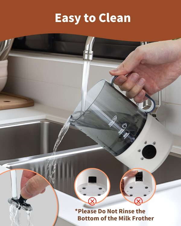 Transform Your Coffee Experience: 4-in-1 Electric Milk Frother & Steamer - 10oz/300ml Warm & Cold Foam Maker for Lattes, Cappuccinos, and More (White) - Image 6