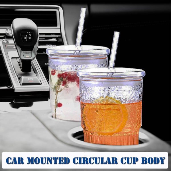 Set of 4 | 22 oz Ribbed Glass Cups with Lids & Straws - Versatile Tumblers for Coffee, Smoothies, Iced Tea, and Juice | Reusable & Stylish Drinkware - Image 3