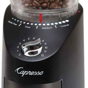 Capresso Infinity Plus Conical Burr Coffee Grinder - Sleek Black Design for Perfectly Ground Coffee Every Time!