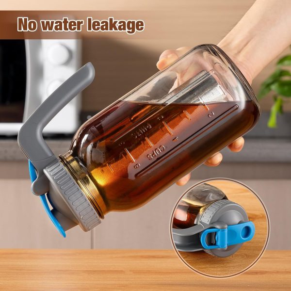 64 oz Cold Brew Coffee Maker – Durable Wide Mouth Glass Mason Jar with Stainless Steel Infuser for Perfect Iced Coffee & Refreshing Fruit Drinks! - Image 5