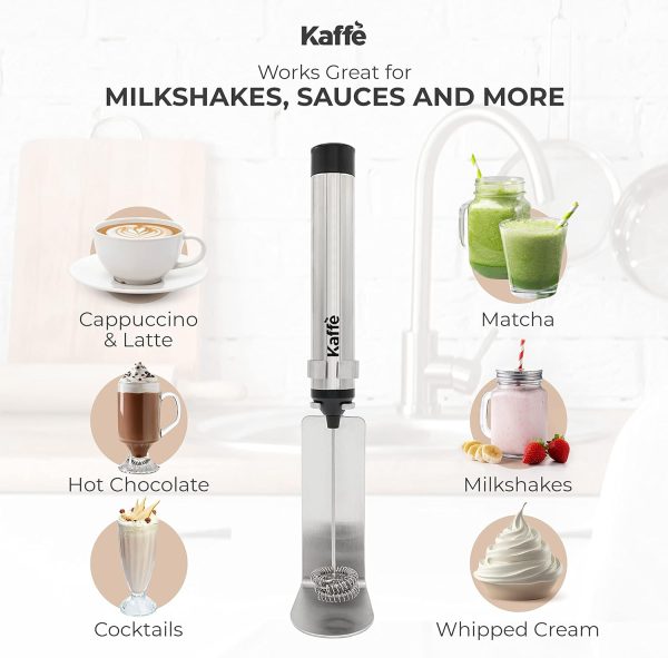 <p><strong>Kaffe Rechargeable Milk Frother with Stand - High-Speed 12,000 RPM USB-C Motor - Includes Dual Whisk Sizes & Charging Cable - Perfect Handheld Milk Frother for Coffee & Espresso Lovers!</strong></p> - Image 6
