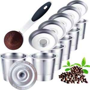 Eco-Friendly 6-Pack Reusable K-Cups with Stainless Steel Scoop – 304 Stainless Steel Coffee Pods for Keurig 1.0 – Ultimate Refillable Filter Set!