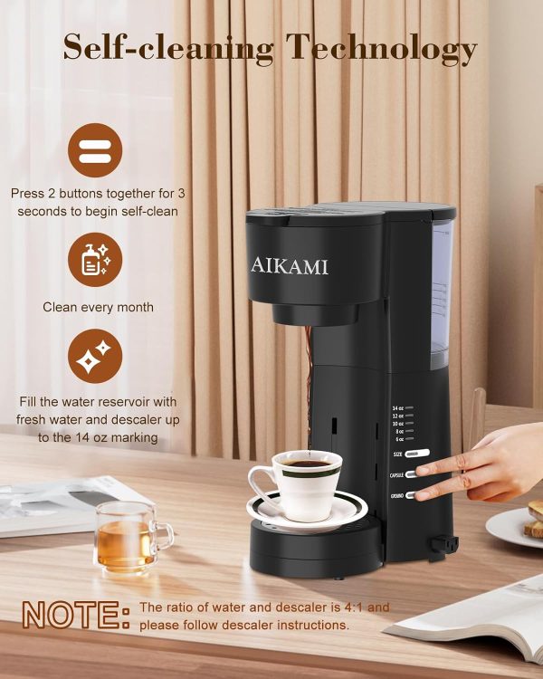 All-in-One Single Serve Coffee Maker: Brew K-Cups & Ground Coffee with Milk Frother & Grinder | 30 oz Removable Water Reservoir | Flexible 6-14 oz Brew Sizes | Perfect Home Coffee Machine - Image 4