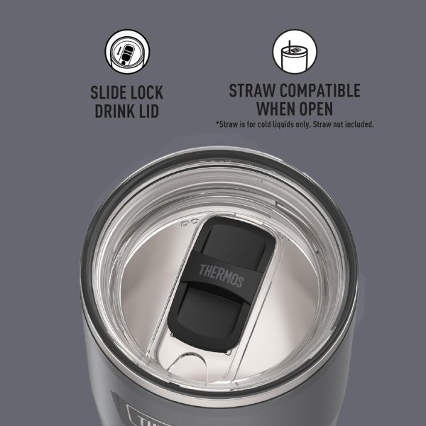 THERMOS ICON SERIES 24 oz Stainless Steel Cold Tumbler with Slide Lock - Stylish Granite Finish for Ultimate Hydration! - Image 4