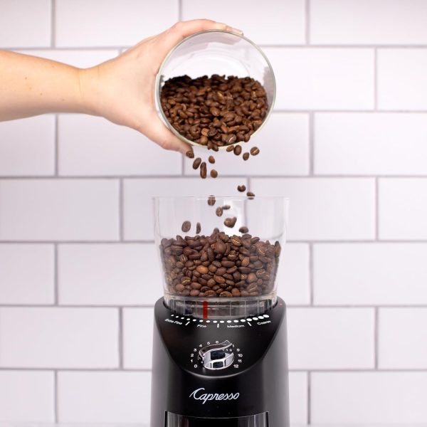 Capresso Infinity Plus Conical Burr Coffee Grinder - Sleek Black Design for Perfectly Ground Coffee Every Time! - Image 9