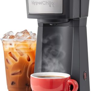 Elite Gourmet HyperChiller EHC210N: Versatile Iced & Hot Coffee Maker for K-Cups & Grounds – 8 to 12oz Pours, Removable K-Cup Holder, Reusable Mesh Filter, Drip Tray, Sleek Black & Stainless Steel Design
