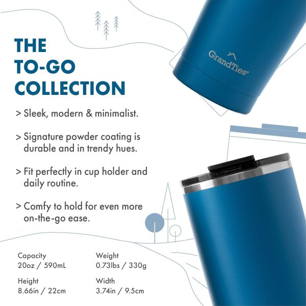 <p><strong>GRANDTIES 20oz Cobalt Blue Insulated Coffee Tumbler | Reusable Double-Walled Stainless Steel Travel Mug with Leak-Proof Tritan Lid | Perfect for Hot & Cold Beverages!</strong></p> - Image 2