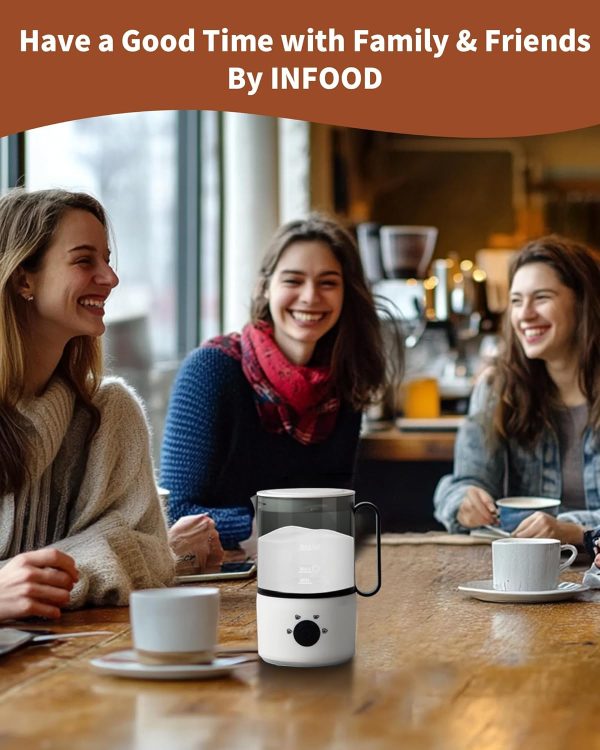 Transform Your Coffee Experience: 4-in-1 Electric Milk Frother & Steamer - 10oz/300ml Warm & Cold Foam Maker for Lattes, Cappuccinos, and More (White) - Image 5