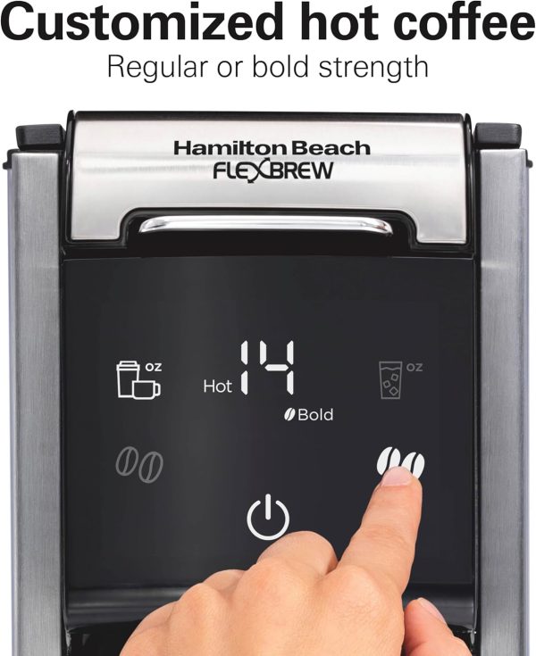 Hamilton Beach FlexBrew 4-in-1 Coffee Maker: Brew Hot & Iced Coffee with Ease – 45 oz Removable Water Reservoir, Pod & Ground Compatible, Fast Brewing & LED Touchscreen – Black (Model 49925) - Image 5