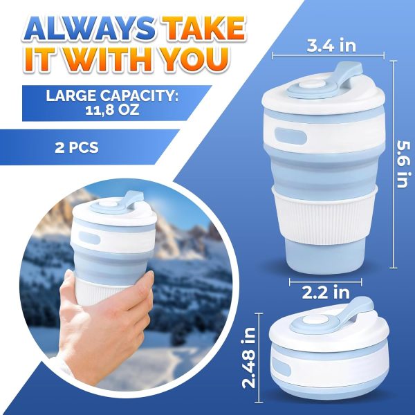 <h3>Tesorrio Collapsible Coffee Cups – 2-Pack Reusable 12oz Travel Mugs | Leakproof Silicone, Foldable & Portable Design for Camping, Hiking, and Office Use | Lightweight, Heat-Resistant & Easy to Clean!</h3> - Image 2