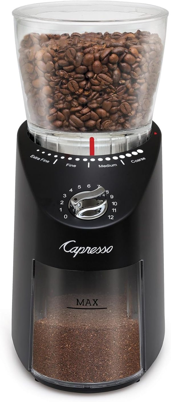 Capresso Infinity Plus Conical Burr Coffee Grinder - Sleek Black Design for Perfectly Ground Coffee Every Time! - Image 5