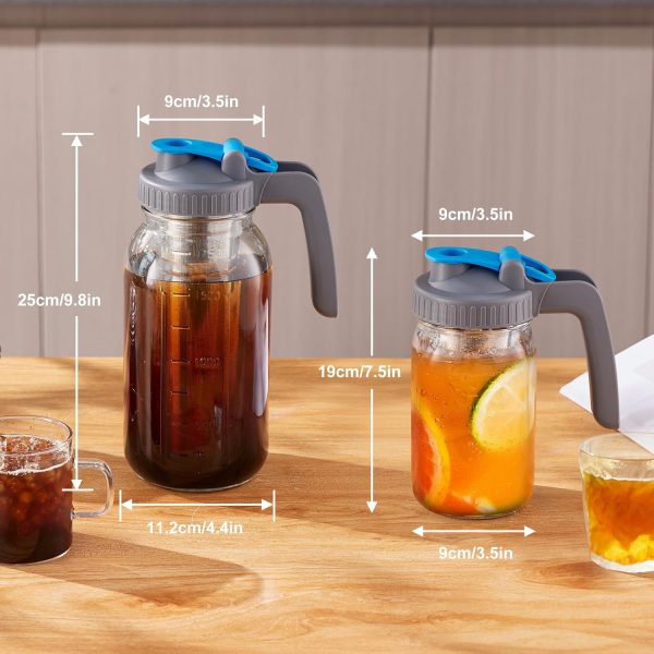 64 oz Cold Brew Coffee Maker – Durable Wide Mouth Glass Mason Jar with Stainless Steel Infuser for Perfect Iced Coffee & Refreshing Fruit Drinks! - Image 4