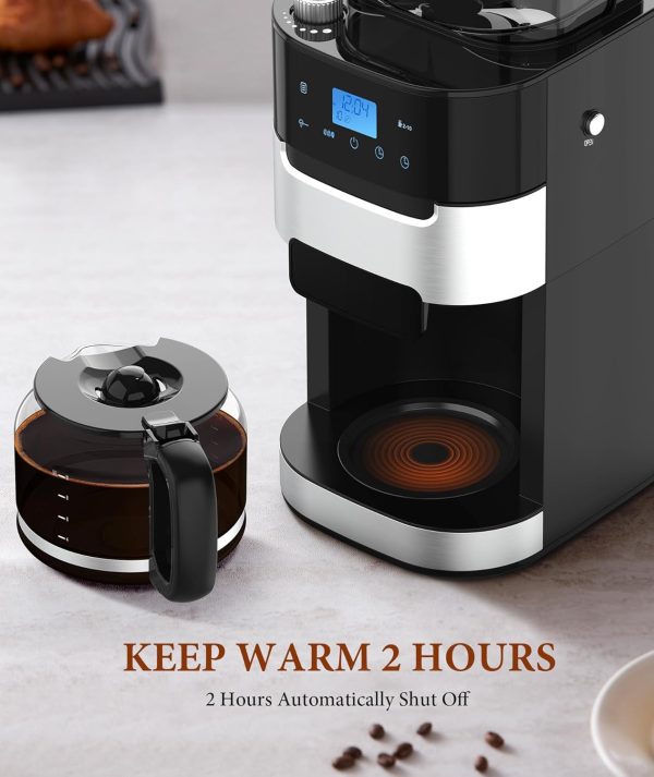 <p><strong>Joy Pebble 10-Cup Drip Coffee Maker: Programmable Touch-Screen Machine with Built-in Grinder, 8 Grind Settings, Reusable Filter, and Keep Warm Plate – Enjoy Fresh Brew with 50.7oz Capacity!</strong></p> - Image 6