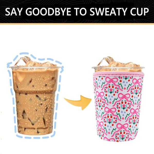 <p><strong>YR Reusable Neoprene Coffee Sleeve Set – 3-Pack Insulator Coolies for Iced & Hot Drinks | Perfect for Starbucks Cups & More (Pink Bows)</strong></p> - Image 4