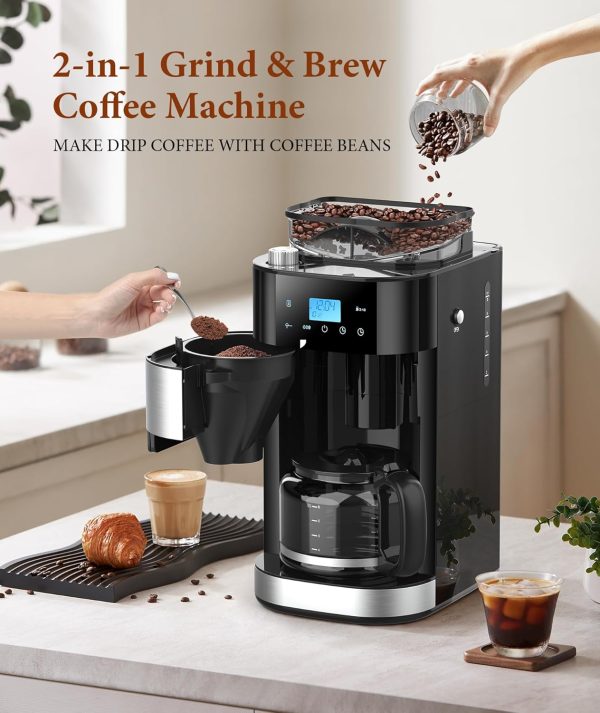 <p><strong>Joy Pebble 10-Cup Drip Coffee Maker: Programmable Touch-Screen Machine with Built-in Grinder, 8 Grind Settings, Reusable Filter, and Keep Warm Plate – Enjoy Fresh Brew with 50.7oz Capacity!</strong></p> - Image 2