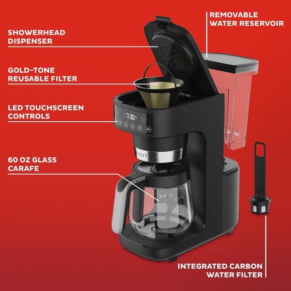 Instant Infusion Brew Plus 12-Cup Drip Coffee Maker by Instant Pot – Customize Your Brew with Adjustable Strength, Easy-Access Removable Water Reservoir, and Warming Plate with 3 Temperature Settings – Sleek Black Design - Image 6