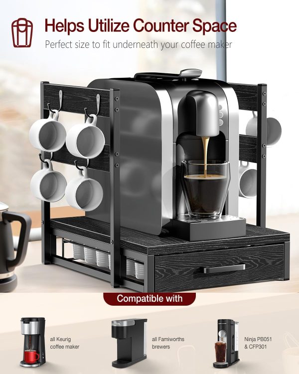 Stylish Coffee Pod Drawer for K-Cups | Holds 35 Pods | Sleek Organizer & Coffee Maker Stand with Storage Drawer | Durable Black Design - Image 5