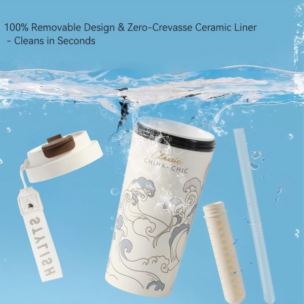 Sure! Here's a more engaging and SEO-friendly product title:

"19oz Insulated Ceramic Travel Mug with Lid & Straw – Leak-Proof, Non-Coated Pure Ceramic Tumbler for Office & Camping – Stylish, Modern Design" - Image 6