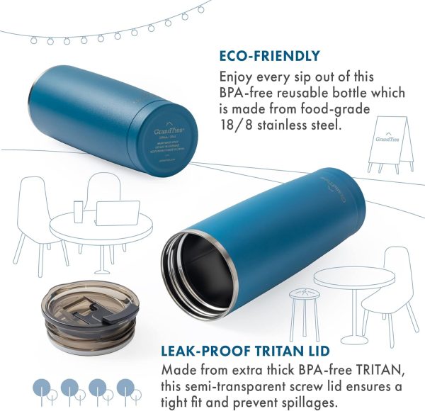 <p><strong>GRANDTIES 20oz Cobalt Blue Insulated Coffee Tumbler | Reusable Double-Walled Stainless Steel Travel Mug with Leak-Proof Tritan Lid | Perfect for Hot & Cold Beverages!</strong></p> - Image 4