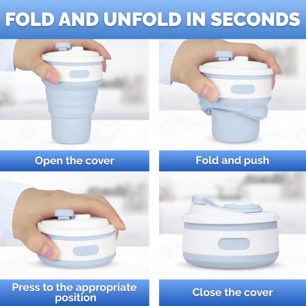<h3>Tesorrio Collapsible Coffee Cups – 2-Pack Reusable 12oz Travel Mugs | Leakproof Silicone, Foldable & Portable Design for Camping, Hiking, and Office Use | Lightweight, Heat-Resistant & Easy to Clean!</h3> - Image 5
