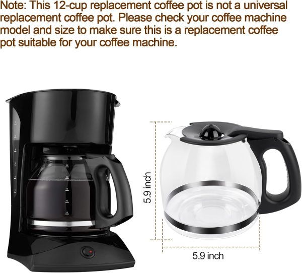 Replacement 12-Cup Coffee Carafe for Mr. Coffee Makers – Fits PLD12 & PLD12-RB Series with Black Handle - Image 7